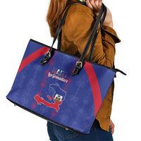 Haiti Football Leather Tote Bag Les Grenadiers Veve Vodou Blue - Wonder Print Shop