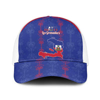 Haiti Football Mesh Trucker Cap Les Grenadiers Veve Vodou Blue - Wonder Print Shop
