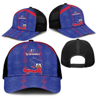 Haiti Football Mesh Trucker Cap Les Grenadiers Veve Vodou Blue - Wonder Print Shop