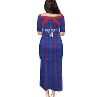 Custom Haiti Football Puletasi Les Grenadiers Veve Vodou Blue - Wonder Print Shop