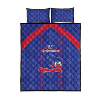 Haiti Football Quilt Bed Set Les Grenadiers Veve Vodou Blue - Wonder Print Shop