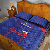 Haiti Football Quilt Bed Set Les Grenadiers Veve Vodou Blue - Wonder Print Shop