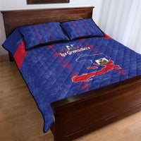 Haiti Football Quilt Bed Set Les Grenadiers Veve Vodou Blue - Wonder Print Shop