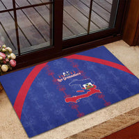 Haiti Football Rubber Doormat Les Grenadiers Veve Vodou Blue - Wonder Print Shop