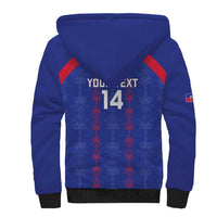 Custom Haiti Football Sherpa Hoodie Les Grenadiers Veve Vodou Blue - Wonder Print Shop