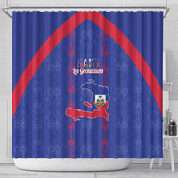Haiti Football Shower Curtain Les Grenadiers Veve Vodou Blue - Wonder Print Shop