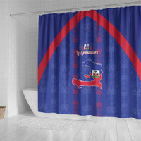Haiti Football Shower Curtain Les Grenadiers Veve Vodou Blue - Wonder Print Shop