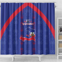 Haiti Football Shower Curtain Les Grenadiers Veve Vodou Blue - Wonder Print Shop