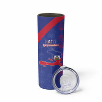 Custom Haiti Football Skinny Tumbler Les Grenadiers Veve Vodou Blue - Wonder Print Shop