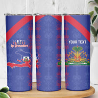 Custom Haiti Football Skinny Tumbler Les Grenadiers Veve Vodou Blue - Wonder Print Shop