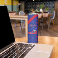 Custom Haiti Football Skinny Tumbler Les Grenadiers Veve Vodou Blue - Wonder Print Shop