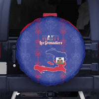 Haiti Football Spare Tire Cover Les Grenadiers Veve Vodou Blue - Wonder Print Shop