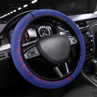 Haiti Football Steering Wheel Cover Les Grenadiers Veve Vodou Blue - Wonder Print Shop