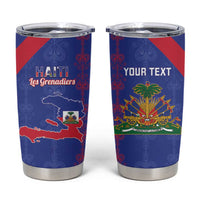 Custom Haiti Football Tumbler Cup Les Grenadiers Veve Vodou Blue - Wonder Print Shop