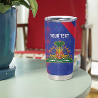 Custom Haiti Football Tumbler Cup Les Grenadiers Veve Vodou Blue - Wonder Print Shop
