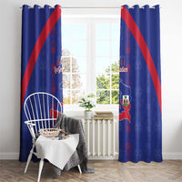 Haiti Football Window Curtain Les Grenadiers Veve Vodou Blue - Wonder Print Shop