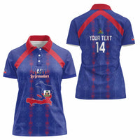 Custom Haiti Football Women Polo Shirt Les Grenadiers Veve Vodou Blue - Wonder Print Shop