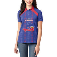 Custom Haiti Football Women Polo Shirt Les Grenadiers Veve Vodou Blue - Wonder Print Shop