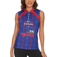Custom Haiti Football Women Sleeveless Polo Shirt Les Grenadiers Veve Vodou Blue - Wonder Print Shop