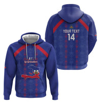 Custom Haiti Football Zip Hoodie Les Grenadiers Veve Vodou Blue - Wonder Print Shop