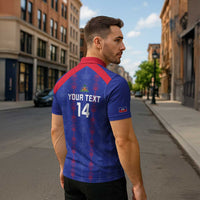Custom Haiti Football Zipper Polo Shirt Les Grenadiers Veve Vodou Blue - Wonder Print Shop