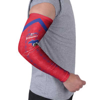 Custom Haiti Football Arm Sleeves Les Grenadiers Veve Vodou Red - Wonder Print Shop