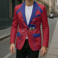 Custom Haiti Football Blazer Les Grenadiers Veve Vodou Red - Wonder Print Shop