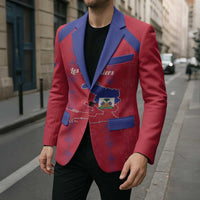 Custom Haiti Football Blazer Les Grenadiers Veve Vodou Red - Wonder Print Shop