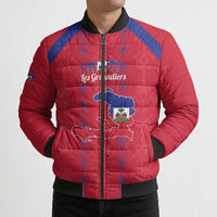 Custom Haiti Football Bomber Puffer Jacket Les Grenadiers Veve Vodou Red - Wonder Print Shop