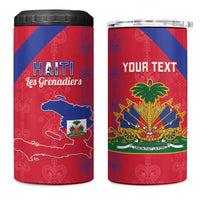 Custom Haiti Football 4 in 1 Can Cooler Tumbler Les Grenadiers Veve Vodou Red - Wonder Print Shop