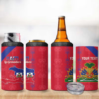 Custom Haiti Football 4 in 1 Can Cooler Tumbler Les Grenadiers Veve Vodou Red - Wonder Print Shop