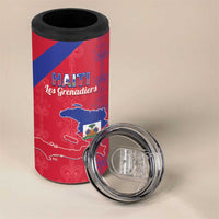 Custom Haiti Football 4 in 1 Can Cooler Tumbler Les Grenadiers Veve Vodou Red - Wonder Print Shop