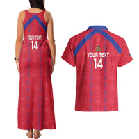 Custom Haiti Football Couples Matching Tank Maxi Dress and Hawaiian Shirt Les Grenadiers Veve Vodou Red - Wonder Print Shop