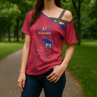 Custom Haiti Football Cross Shoulder Shirt Les Grenadiers Veve Vodou Red - Wonder Print Shop