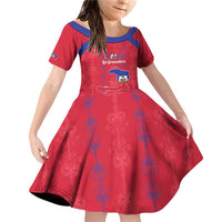 Custom Haiti Football Family Matching Off Shoulder Short Dress and Hawaiian Shirt Les Grenadiers Veve Vodou Red - Wonder Print Shop