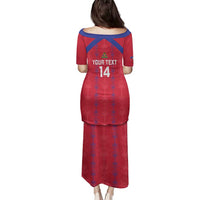 Custom Haiti Football Family Matching Puletasi and Hawaiian Shirt Les Grenadiers Veve Vodou Red - Wonder Print Shop
