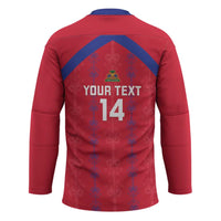 Custom Haiti Football Hockey Jersey Les Grenadiers Veve Vodou Red - Wonder Print Shop