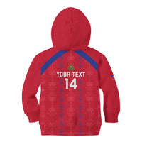 Custom Haiti Football Kid Hoodie Les Grenadiers Veve Vodou Red - Wonder Print Shop