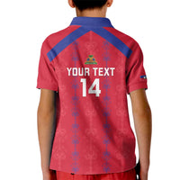 Custom Haiti Football Kid Polo Shirt Les Grenadiers Veve Vodou Red - Wonder Print Shop