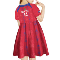 Custom Haiti Football Kid Short Sleeve Dress Les Grenadiers Veve Vodou Red - Wonder Print Shop