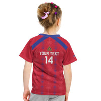 Custom Haiti Football Kid T Shirt Les Grenadiers Veve Vodou Red - Wonder Print Shop
