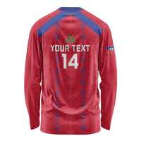 Custom Haiti Football Long Sleeve Shirt Les Grenadiers Veve Vodou Red - Wonder Print Shop