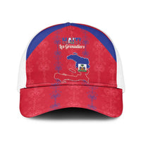 Haiti Football Mesh Trucker Cap Les Grenadiers Veve Vodou Red - Wonder Print Shop