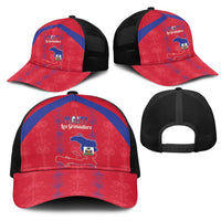Haiti Football Mesh Trucker Cap Les Grenadiers Veve Vodou Red - Wonder Print Shop