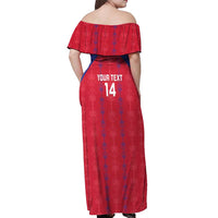 Custom Haiti Football Off Shoulder Maxi Dress Les Grenadiers Veve Vodou Red - Wonder Print Shop