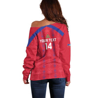Custom Haiti Football Off Shoulder Sweater Les Grenadiers Veve Vodou Red - Wonder Print Shop