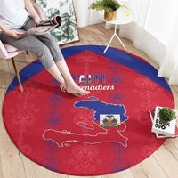 Haiti Football Round Carpet Les Grenadiers Veve Vodou Red - Wonder Print Shop