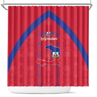 Haiti Football Shower Curtain Les Grenadiers Veve Vodou Red - Wonder Print Shop