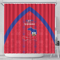 Haiti Football Shower Curtain Les Grenadiers Veve Vodou Red - Wonder Print Shop