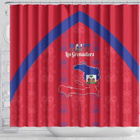 Haiti Football Shower Curtain Les Grenadiers Veve Vodou Red - Wonder Print Shop